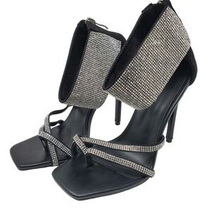AZALEA WANG Verona Ankle Cuff Sandal Sparkling Rhinestone Heels Size 7